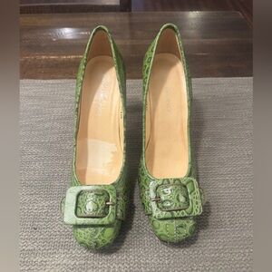 Bandolino Green Pumps with Buckle Detail